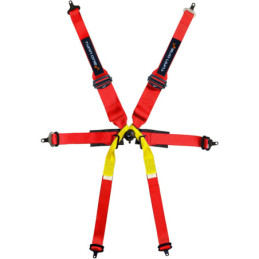 Protège-ceinture OMP DB/450/3/N - Paire, Couleur Rouge/noir/jaune, Velcro 2 Pouces, Compatible Avec De Nombreux Véhicules